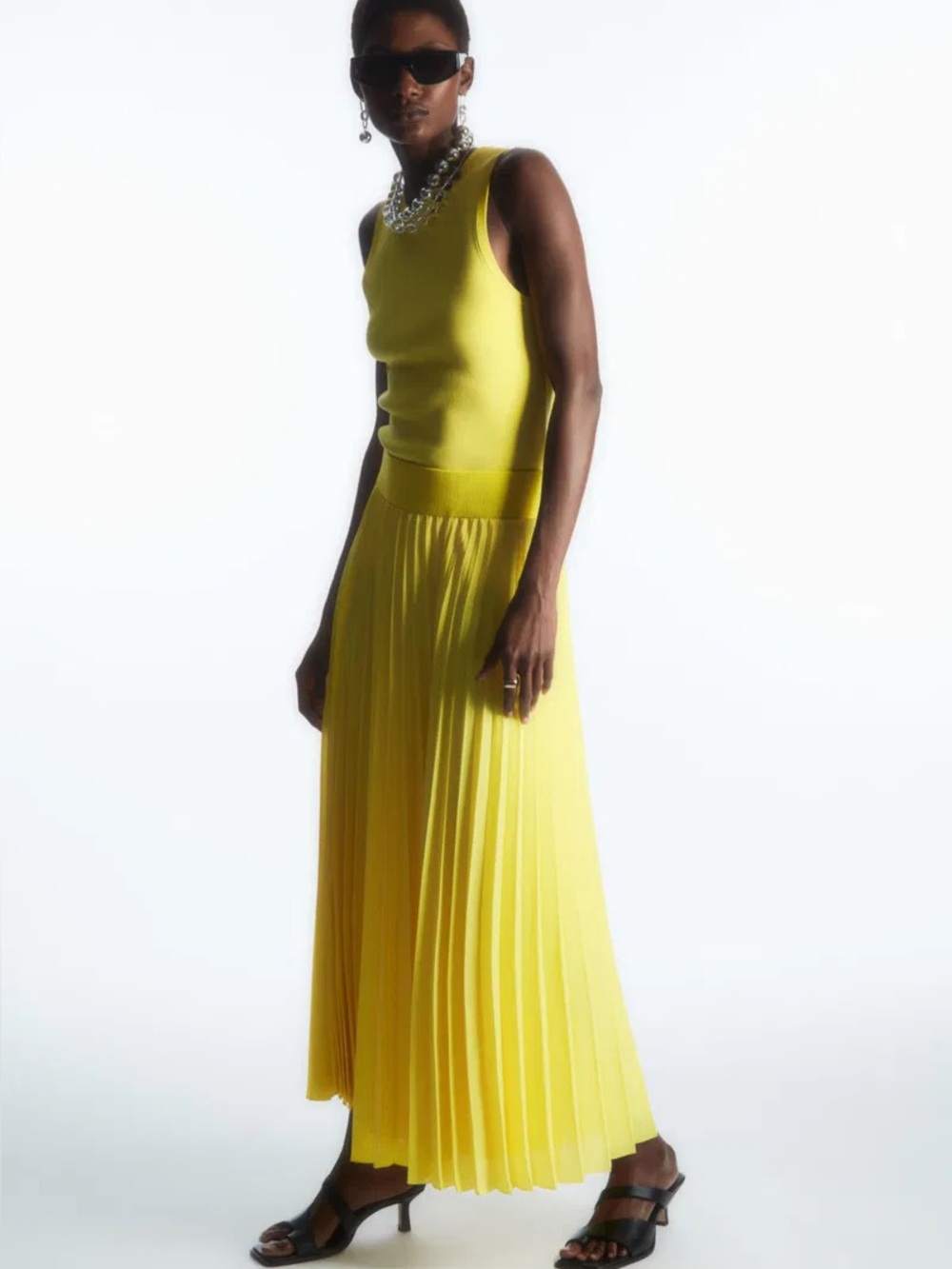 COS Elasticated Pleated Midi Skirt - sz 10